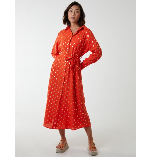Foil Print Midi Shirt Dress Foil Print Midi Shirt Dress