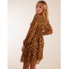 Shirred Waist Leopard Foil Wrap Front Mini Dress Shirred Waist Leopard Foil Wrap Front Mini Dress