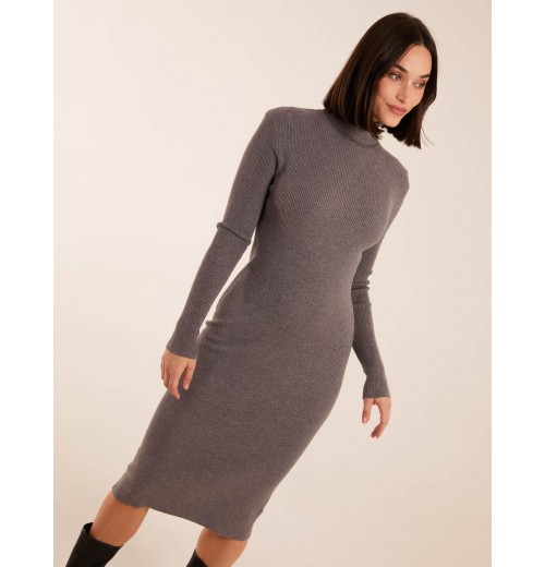 Ribbed Roll Neck Midi Dress Ribbed Roll Neck Midi Dress