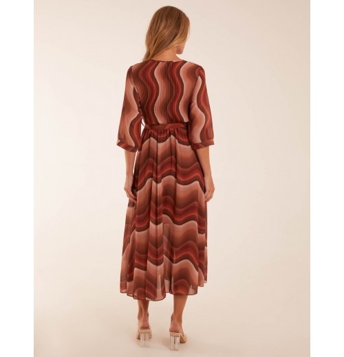 Chiffon Swirl Print Wrap Front Maxi Dress Chiffon Swirl Print Wrap Front Maxi Dress