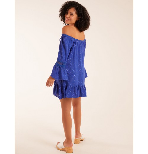 Bardot Tunic Dress With Frill Hem Bardot Tunic Dress With Frill Hem