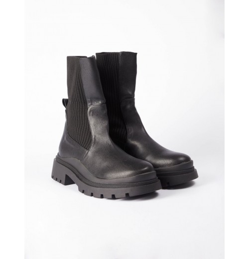 PU Rib Detail Combat Style Boots PU Rib Detail Combat Style Boots