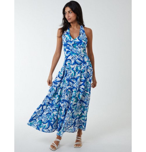 Halter Neck Printed Maxi Dress Halter Neck Printed Maxi Dress